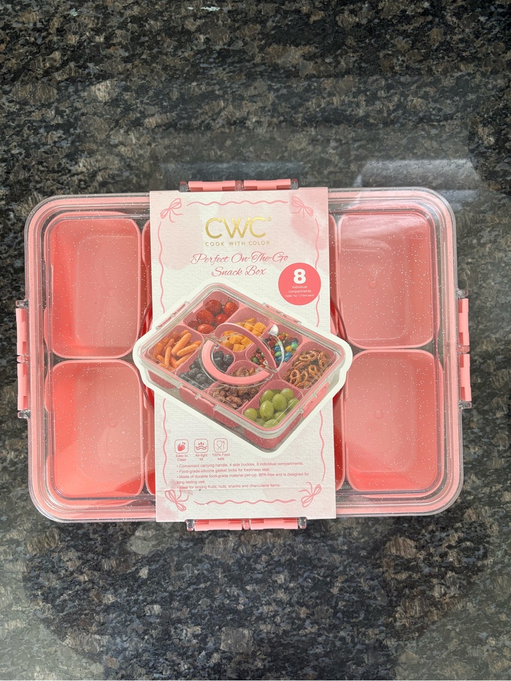 CWC Pink 8-Compartment Snack Box - Perfect On-The-Go Organizer
